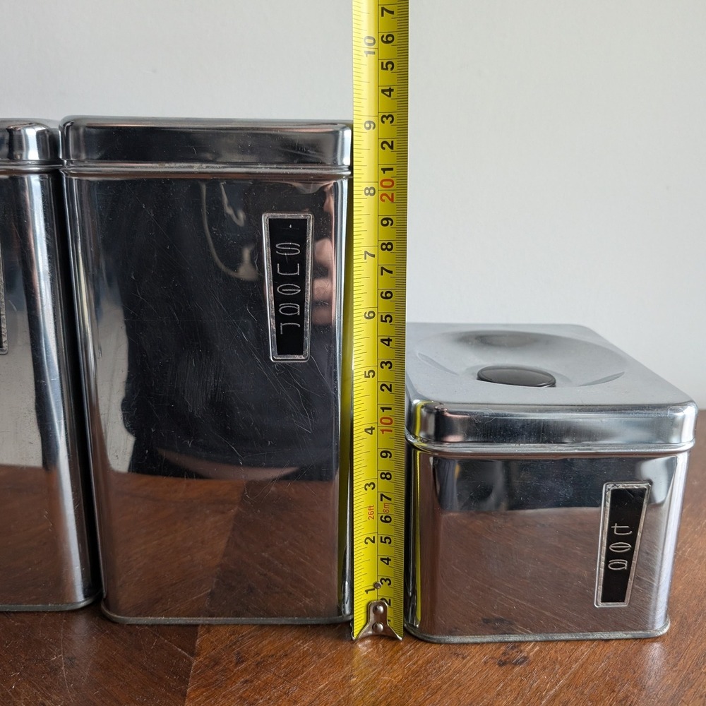 MCM Vintage Lincoln Beautyware Chrome Metal 3 Piece Canister Set - Picture 11 of 13